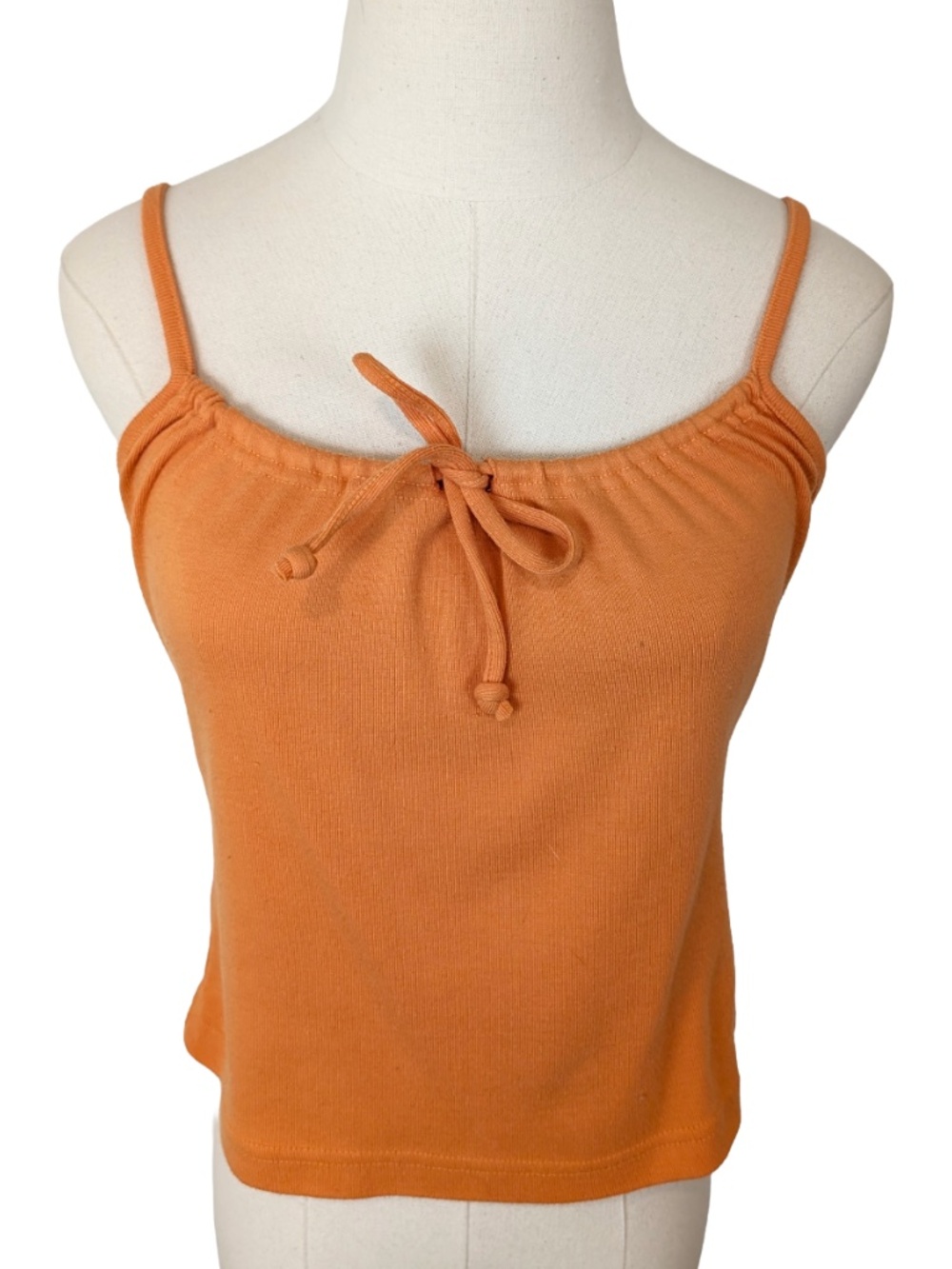 Y2K 725 Orange Tank Top Milkmaid Gathered Size Large Summer